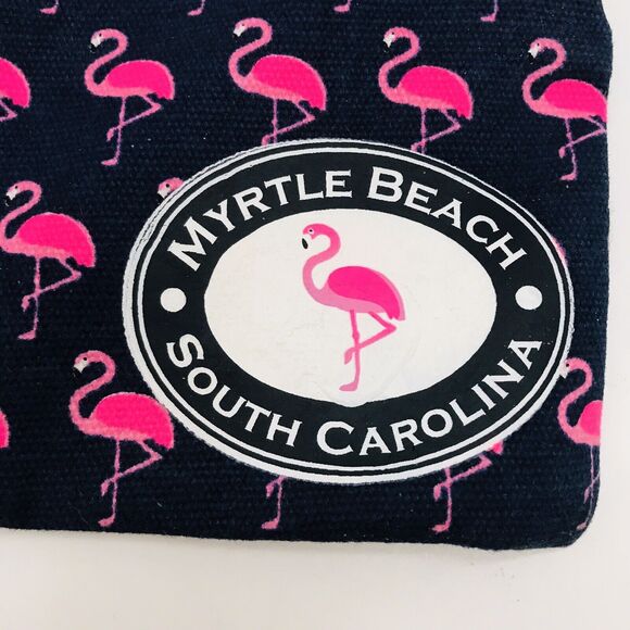 Flamingo Wristlet Myrtle Beach SC Tropical Destination Wallet Navy & Pink Charm - Picture 4 of 8